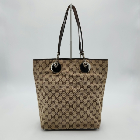 Gucci Eclipse Brown Monogram Canvas Tote Shoulder Bag - Picture 1 of 16